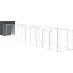 Caseta Perros Con Corral Acero Galvanizado Gris 165x1271x181 Cm