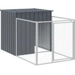 Caseta Perros Con Corral Acero Galvanizado Gris 110x405x110 Cm