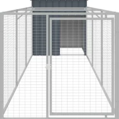 Caseta Perros Con Corral Acero Galvanizado Gris 110x405x110 Cm