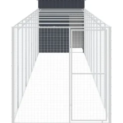 Caseta Perros Con Corral Acero Galvanizado Gris 165x1067x181 Cm