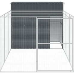 Caseta Perros Con Corral Acero Galvanizado Gris 214x457x181 Cm