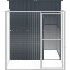 Caseta Perros Con Corral Acero Galvanizado Gris 165x251x181 Cm
