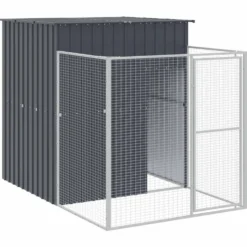 Caseta Perros Con Corral Acero Galvanizado Gris 165x251x181 Cm