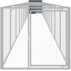 Caseta Perros Con Corral Acero Galvanizado Gris 110x1221x110 Cm