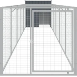 Caseta Perros Con Corral Acero Galvanizado Gris 110x609x110 Cm