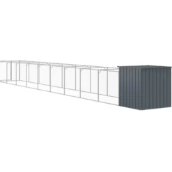 Caseta Perros Con Corral Acero Galvanizado Gris 110x1017x110 Cm