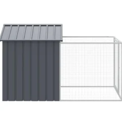 Caseta Perros Con Corral Acero Galvanizado Gris 117x201x123 Cm