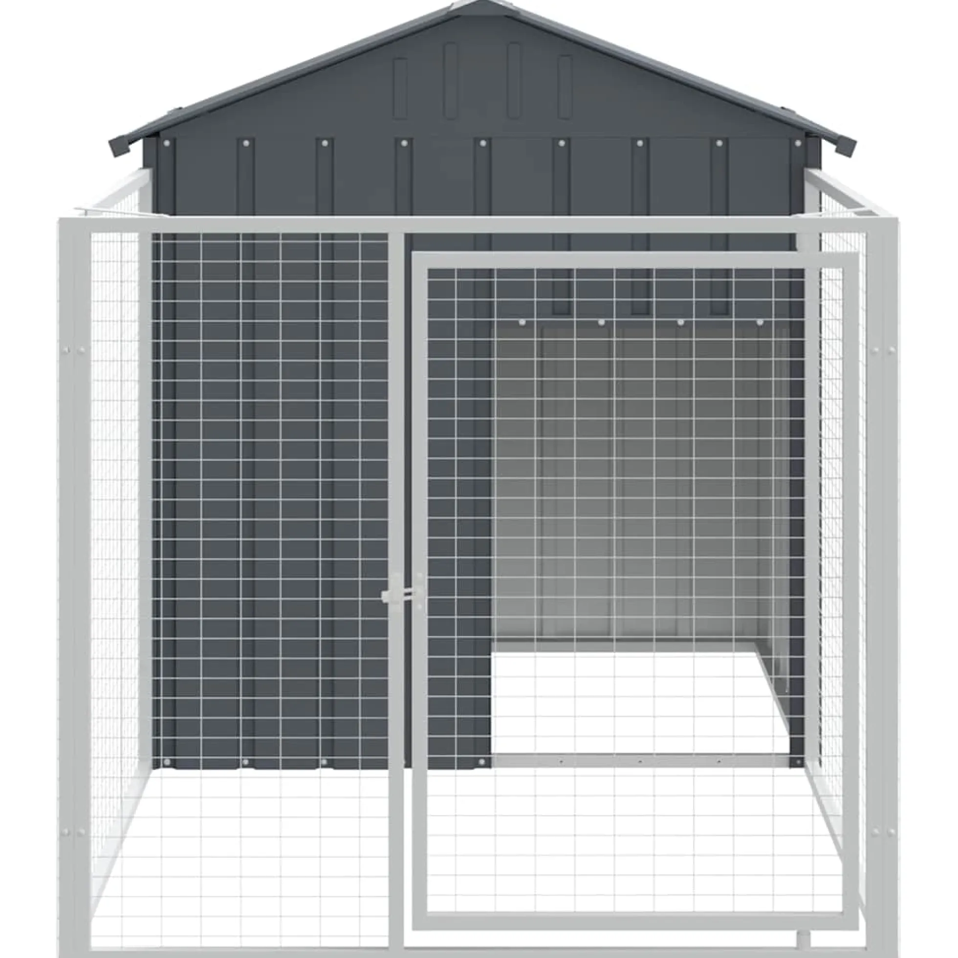 Caseta Perros Con Corral Acero Galvanizado Gris 117x201x123 Cm