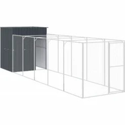 Caseta Perros Con Corral Acero Galvanizado Gris 165x659x181 Cm