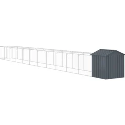 Caseta Perros Con Tejado Acero Galvanizado Gris 117x1221x123 Cm