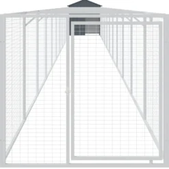Caseta Perros Con Tejado Acero Galvanizado Gris 117x1221x123 Cm