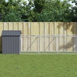 Caseta Perros Con Tejado Acero Galvanizado Gris 117x813x123 Cm