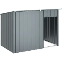 Caseta Perros Con Tejado Acero Galvanizado Gris 153x91x110 Cm