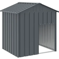 Caseta Perros Con Tejado Acero Galvanizado Gris 117x103x123cm