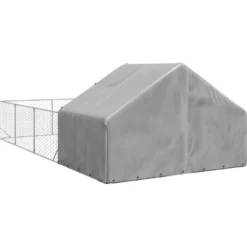 Caseta Perros Exterior Con Corral 7x3x1,9 M Acero Galvanizado