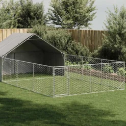 Caseta Perros Exterior Con Corral 7x3x1,9 M Acero Galvanizado