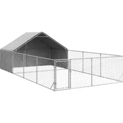 Caseta Perros Exterior Con Corral 7x3x1,9 M Acero Galvanizado