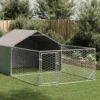 Caseta Perros Exterior Con Corral 7x2x1,5 M Acero Galvanizado