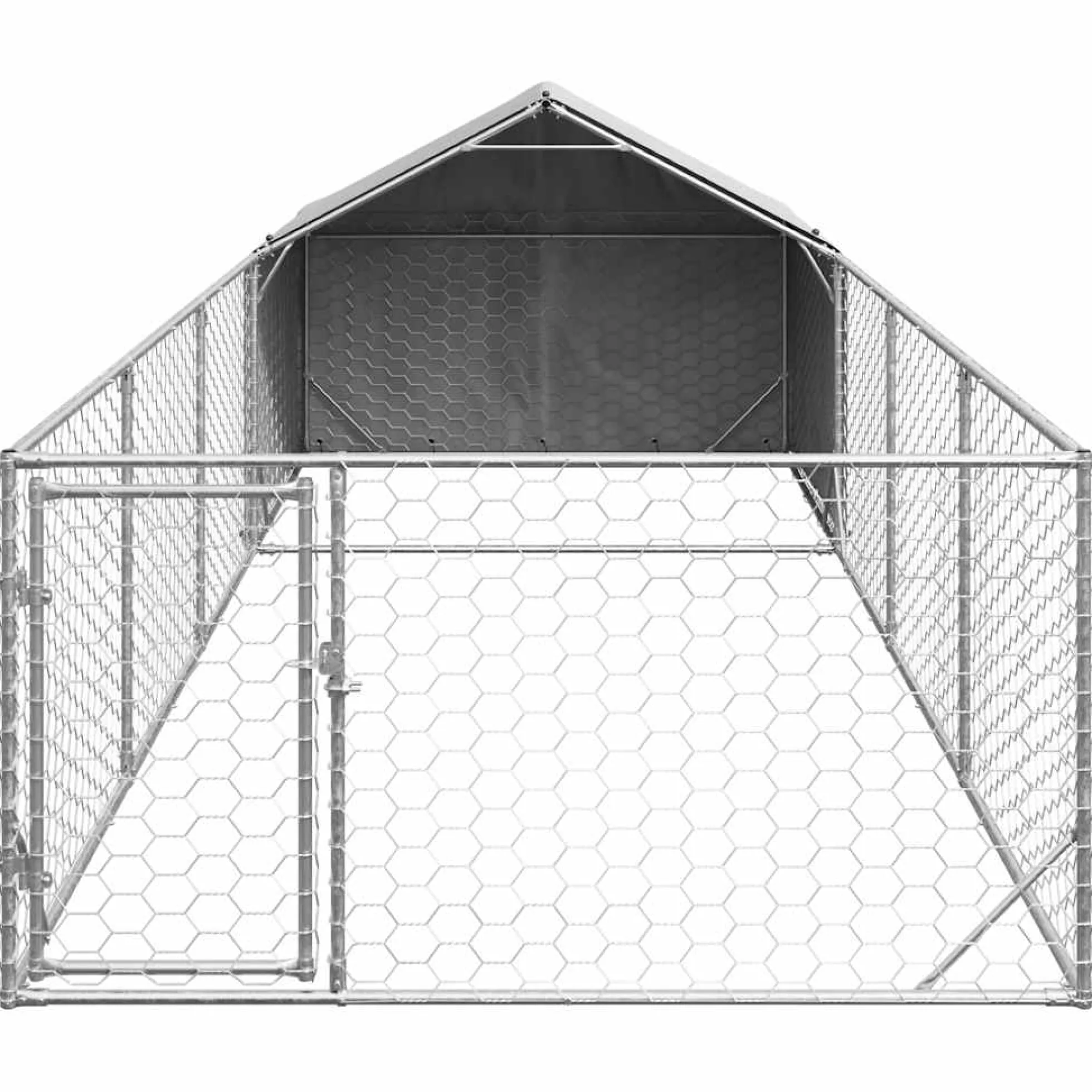 Caseta Perros Exterior Con Corral 7x2x1,5 M Acero Galvanizado