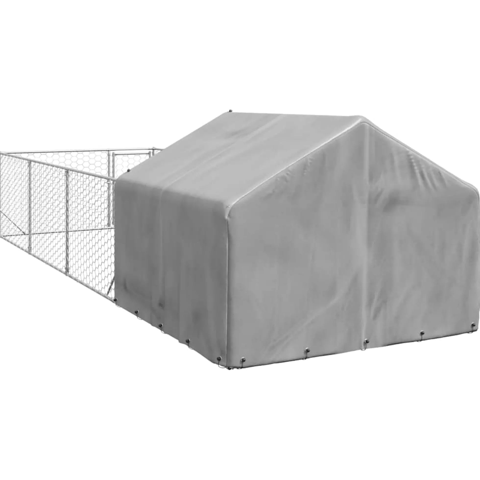 Caseta Perros Exterior Con Corral 7x2x1,5 M Acero Galvanizado