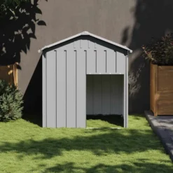 Caseta Perros Tejado Acero Galvanizado Gris Claro 117x103x123cm