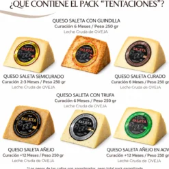 Cesta Quesos Gourmet | 6 Cuñas Queso Semicurado, Curado, Con Guindilla, Trufa, Añejo Y En Aceite De Oliva Virgen