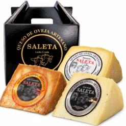 Cesta Quesos Gourmet Regalo | Queso De Oveja | 3 Cuñas De Queso Con Trufa, Con Guindilla Y Ahumado | Surtido De Quesos