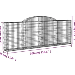 Cestas De Gaviones 30 Uds Forma Arco Hierro 300x30x100/120 Cm