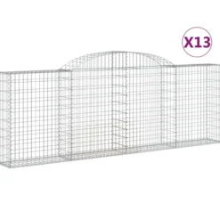 Cestas De Gaviones 13 Uds Forma Arco Hierro 300x30x100/120 Cm
