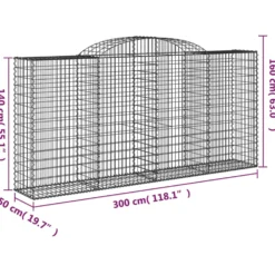 Cestas De Gaviones 8 Uds Forma De Arco Hierro 300x50x140/160 Cm