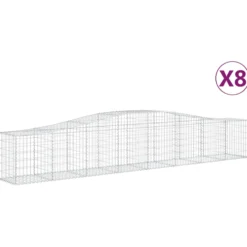 Cestas De Gaviones 8 Uds Forma De Arco Hierro 400x50x60/80 Cm