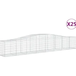 Cestas De Gaviones 25 Uds Forma De Arco Hierro 400x50x60/80 Cm