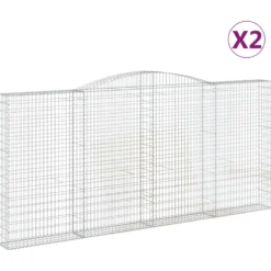 Cestas De Gaviones 2 Uds Forma De Arco Hierro 400x30x180/200 Cm