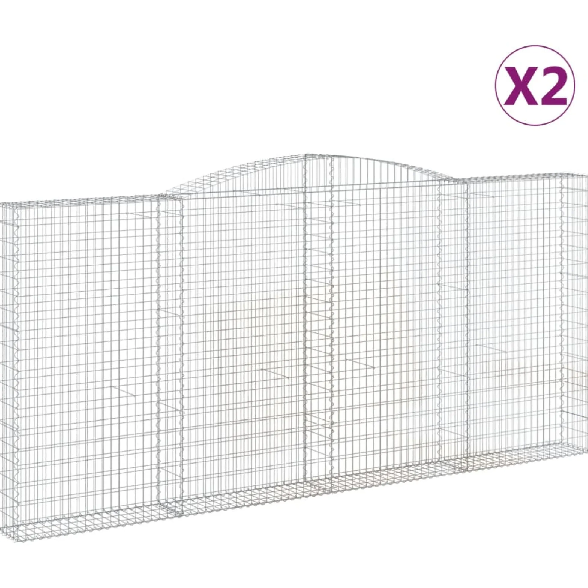 Cestas De Gaviones 2 Uds Forma De Arco Hierro 400x30x180/200 Cm