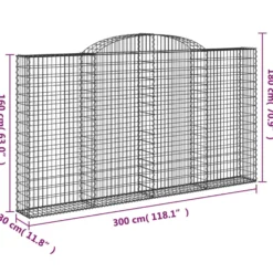 Cestas De Gaviones 2 Uds Forma De Arco Hierro 300x30x160/180 Cm