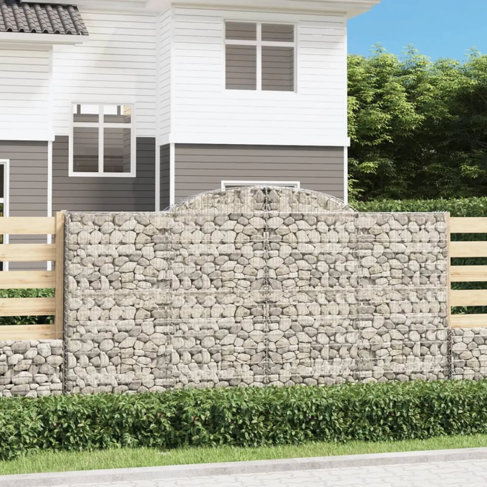 Cestas De Gaviones 2 Uds Forma De Arco Hierro 300x30x160/180 Cm