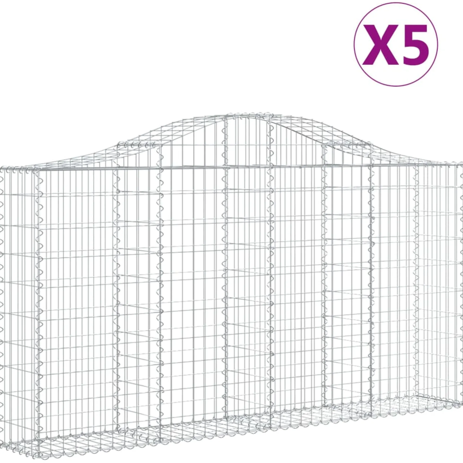 Cestas De Gaviones 5 Uds Forma De Arco Hierro 200x30x100/120 Cm