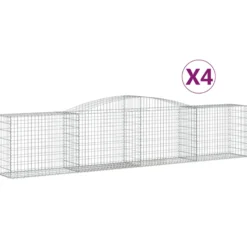 Cestas De Gaviones 4 Uds Forma De Arco Hierro 400x50x80/100 Cm