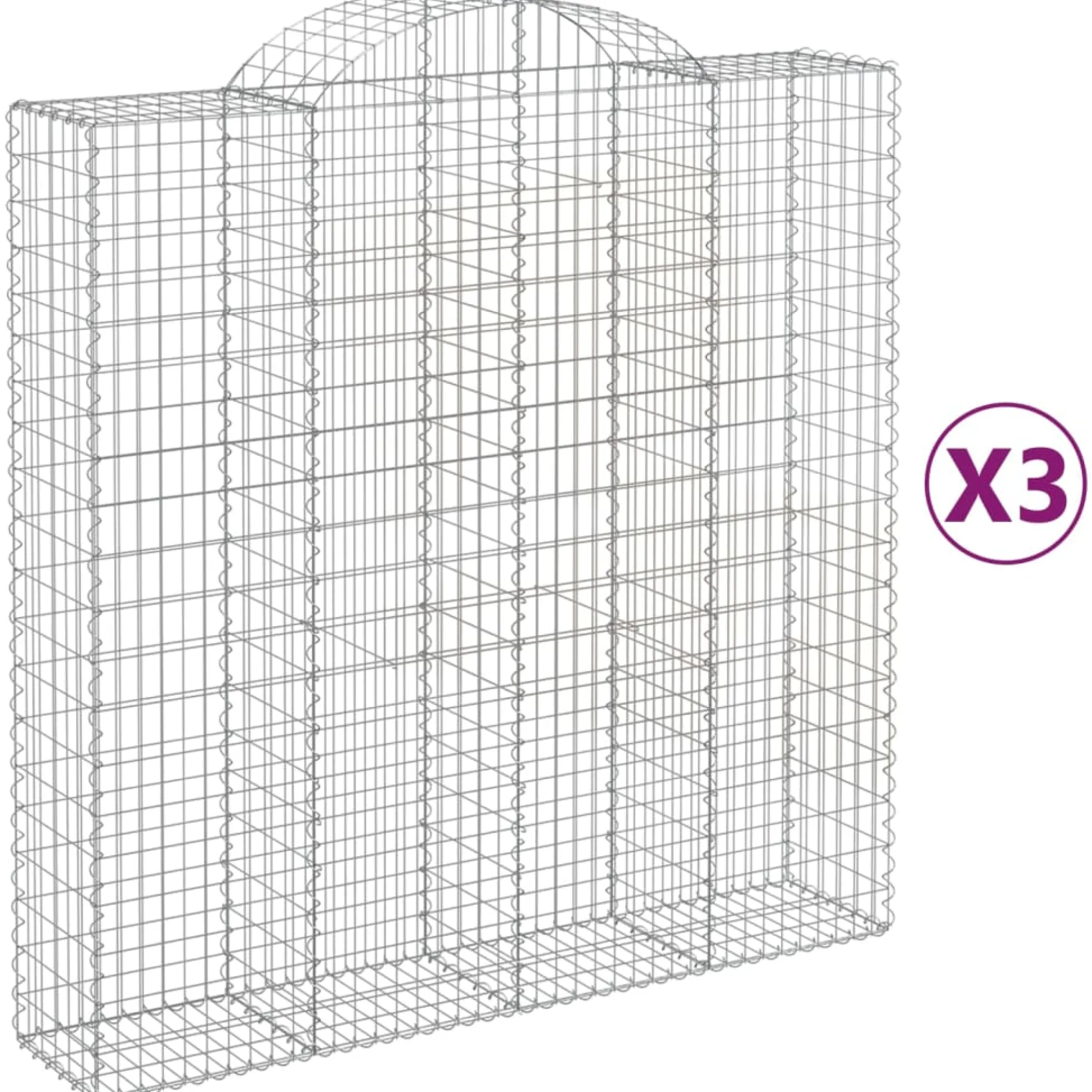 Cestas De Gaviones 3 Uds Forma De Arco Hierro 200x50x200/220 Cm