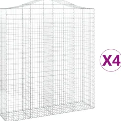 Cestas De Gaviones 4 Uds Forma De Arco Hierro 200x50x220/240 Cm