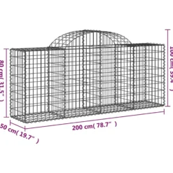 Cestas De Gaviones 25 Uds Forma De Arco Hierro 200x50x80/100 Cm