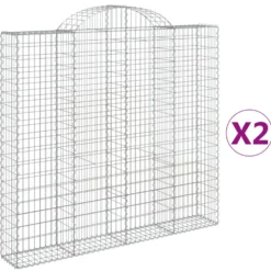 Cestas De Gaviones 2 Uds Forma De Arco Hierro 200x30x180/200 Cm