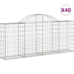 Cestas De Gaviones 40 Uds Forma De Arco Hierro 200x30x80/100 Cm