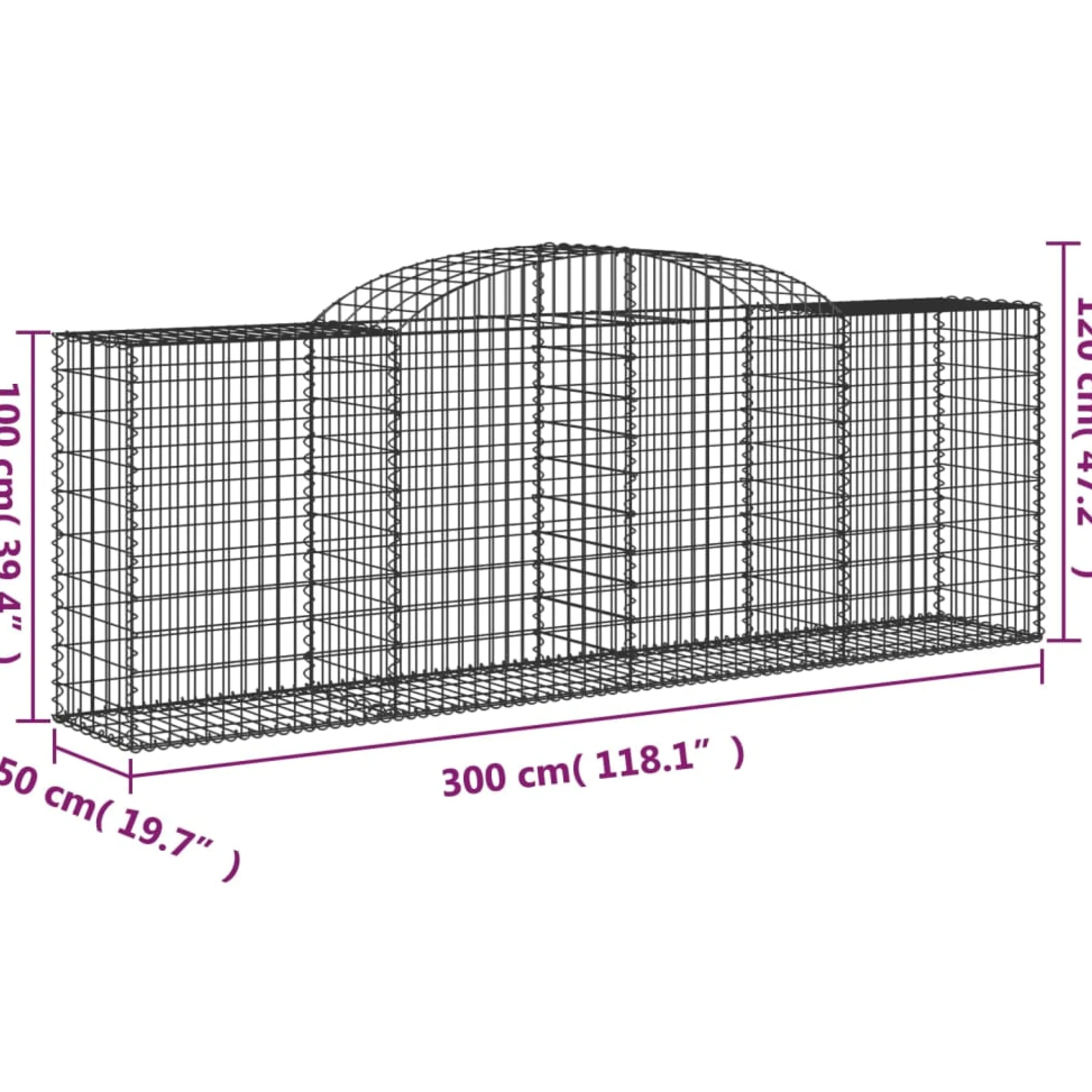 Cestas De Gaviones 13 Uds Forma De Arco Hierro 300x50x100/120cm