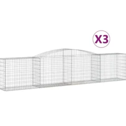 Cestas De Gaviones 3 Uds Forma De Arco Hierro 400x50x80/100 Cm