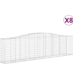 Cestas De Gaviones 8 Uds Forma De Arco Hierro 400x50x100/120 Cm