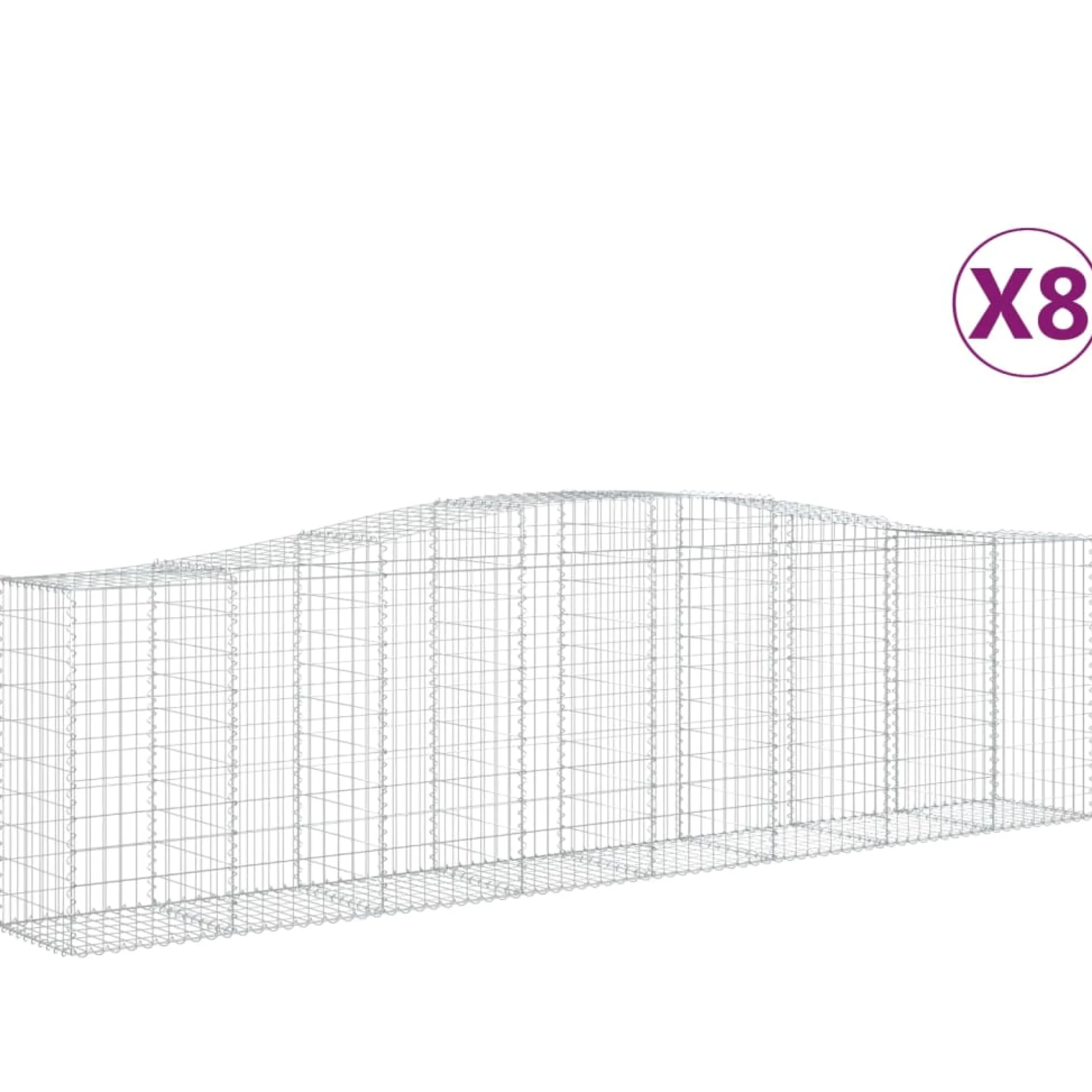 Cestas De Gaviones 8 Uds Forma De Arco Hierro 400x50x100/120 Cm