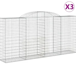 Cestas De Gaviones 3 Uds Forma De Arco Hierro 300x50x140/160 Cm