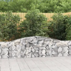 Cestas De Gaviones 2 Uds Forma De Arco Hierro 400x30x60/80 Cm