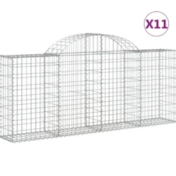 Cestas De Gaviones 11 Uds Forma De Arco Hierro 200x30x80/100 Cm